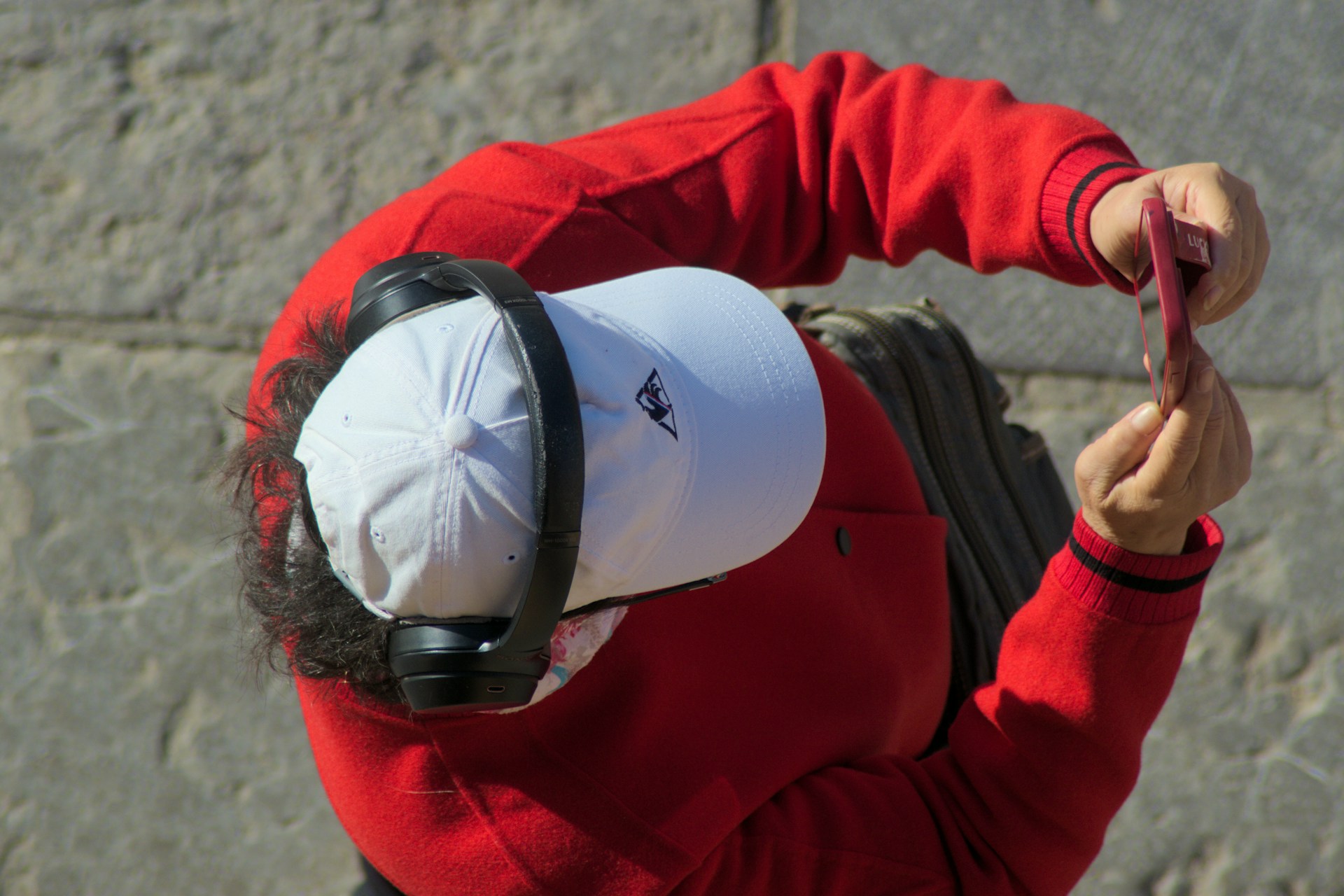A man holding his phone up