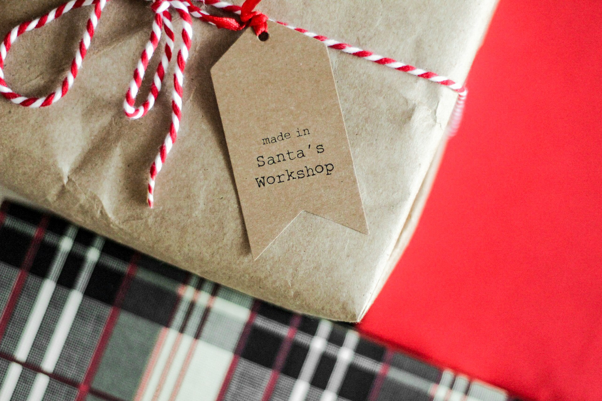 A Christmas gift labelled 'Made in Santa's Workshop'