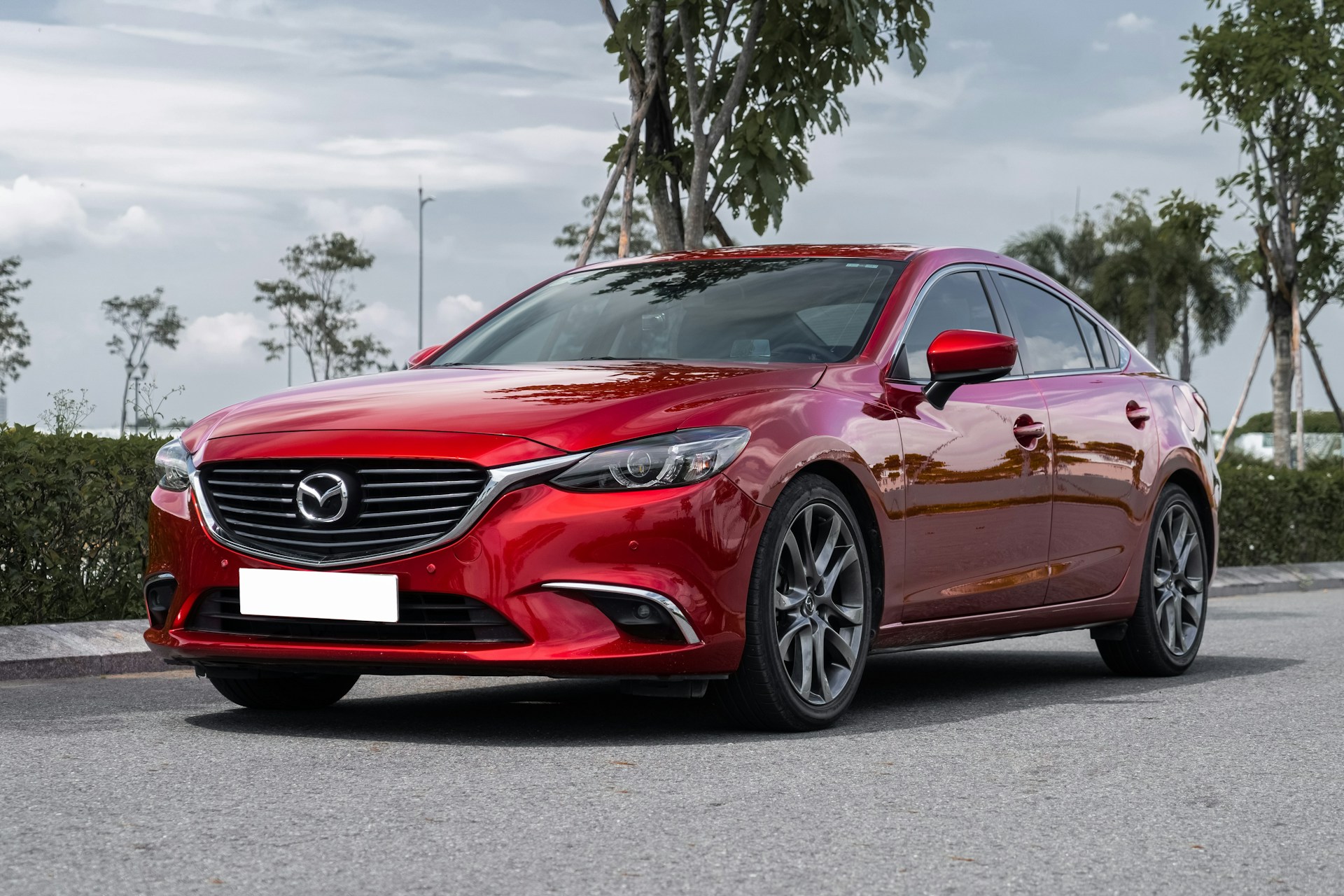 A red Mazda